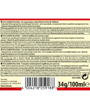 Tetra Goldfish Wave Sticks - Worm-Shaped Fish Feed for Goldfish & Cold Water Fish | 100 ml Can (34 g) - Premium Nutrition - Buy Online on SooperMarket.com