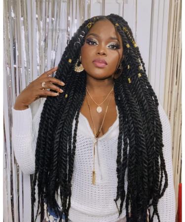 ToyoTress Marley Twist Braiding Hair - 18 Inch 6 Packs Black Marley Hair For Faux Locs Afro Kinky Curly Crochet Braids Synthetic Braiding Hair Extensions (18 Inch 1B-6P) 18 Inch (Pack of 6) 1B