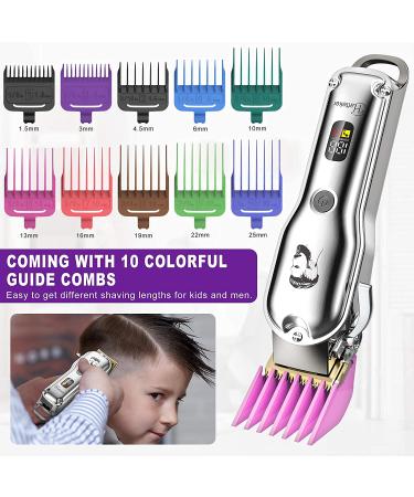 Hatteker Men's Hair Clipper & Beard Trimmer - Cordless and Waterproof Grooming Kit with Colorful Combs - Silver - Buy Online on SooperMarket.com