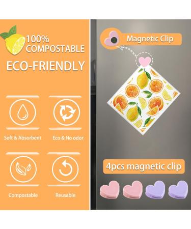 Swedish Dish Cloth 6 Pack Swedish Dishcloths with 4 Clips Absorbent Sponge Cleaning Reusable Biodegradable Paper Towels (6 Pack Fruit) - Buy Online on SooperMarket.com