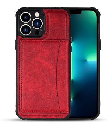 BRART Wallet Case for iPhone 13 Pro Max/13 Pro/13 with Credit Card Holder Premium Leather Magnetic Clasp Kickstand Shockproof Back Cover (Color : Red Size : 13 Pro 6.1") 13 Pro 6.1" Red