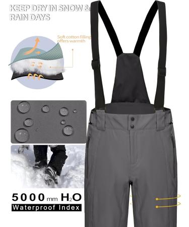 Mapamyumco Men's Waterproof Snow Ski Bib Pants - Windproof Heat-Insulating Mountaineering Gear (Gray) - Perfect for International Shipping - Buy Online on SooperMarket.com