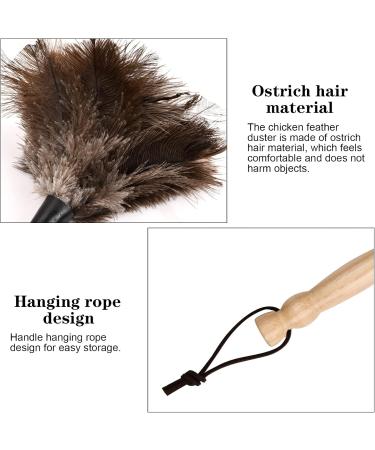 Kioiner Ostrich Feather Duster 34cm/13.3inch Antistatic Natural Ostrich Feather Duster Fluffy Feather Duster with Wooden Handle for Home Office Car Keyboard Blinds Bookcase Furniture - Buy Online on SooperMarket.com