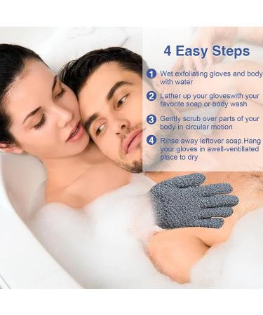 Yiclick Heavy Exfoliating Gloves (2 Pairs) - Body Scrubber for Bath Shower Exfoliation - Dead Skin Remover Loofah Mitt - Men Women - 4 Pcs - Buy Online on SooperMarket.com