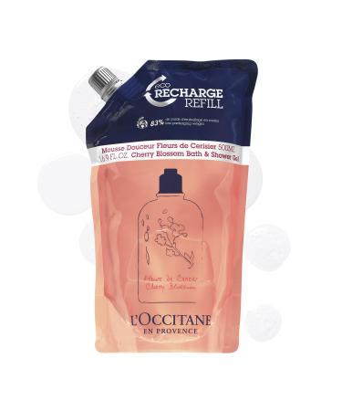 L'OCCITANE Cherry Blossom Bath & Shower Gel Refill 500ml | Vegan & 99% Readily Biodegradable | Luxury & Sustainable Beauty Body Care Refill for All Skin Types