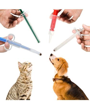 4-Piece Pet Pill Shooter Syringe Dispenser Set for Cats Dogs - Safe Reusable Medical Feeding Tool in Blue, Green, Red & White - Buy Online on SooperMarket.com