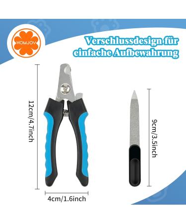 HOMJOY Professional Pet Nail Scissors & Files - Stainless Steel Nail Clippers for Dogs Cats Guinea Pigs - Safe & Durable Blue - Buy Online on SooperMarket.com