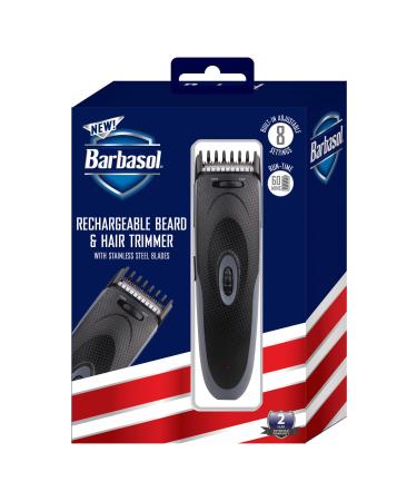 Barbasol Hair Clipper & Beard Trimmer for Men Built in Adjustable Combs with 8 Position Guides Rechargeable with USB Charging Cord Included