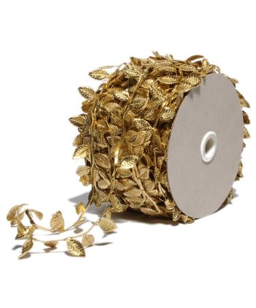 Gold Leaves Leaf Ribbon Trim Rope - 20 Yards - for Garland DIY Crafts and Party Wedding Home Decorations (Gold) 20 Yards Gold