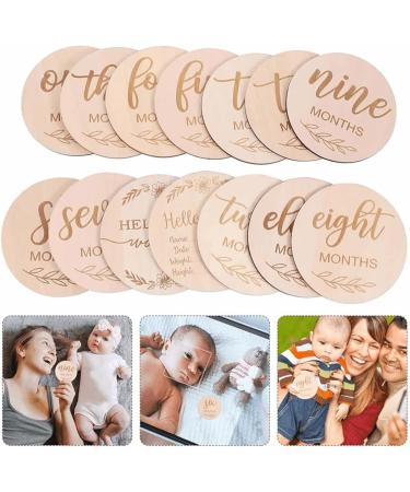 Joy Depot 12-Piece Baby Monthly Wooden Cards and Discs Set for Newborns | Double-Sided Milestone Photo Props | Baby Shower Gift | 0-12 Months Growth Recording - Buy Online on SooperMarket.com