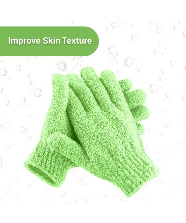 Exclaim Beauty Exfoliating Gloves - Dual Texture Bath Gloves for Shower, Spa & Massage - Dead Skin Remover with Adjustable Straps - Single Light Green - Buy Online on SooperMarket.com