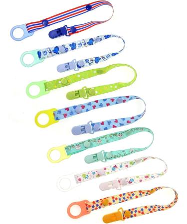 JZK 7 Pack Multicolor Silicone Baby Dummy Clip Rings + Pacifier Holder Straps for Boys | Mam Soothers | Baby Boy's Dummy Accessories - Buy Online on SooperMarket.com
