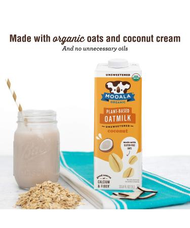 Mooala Organic Coconut Oatmilk Unsweetened 1L (Pack of 6) | Non-Dairy, Gluten-Free, Vegan & Plant-Based Beverage - No Added Sugar | Shelf-Stable - Buy Online on SooperMarket.com