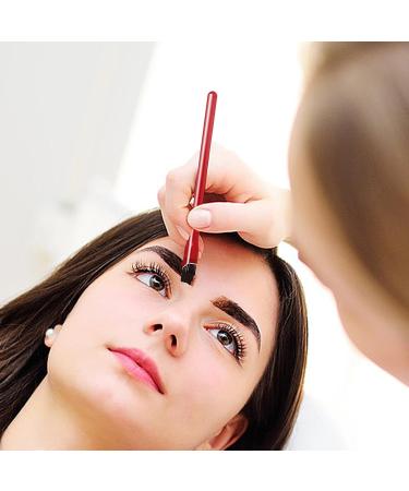Professional Eyebrow Brush with Spoolie - Fiber Bristles Angled & Flat Applicator for Liquid Gel & Eyeshadow - 5.91 Inch Red - Buy Online on SooperMarket.com