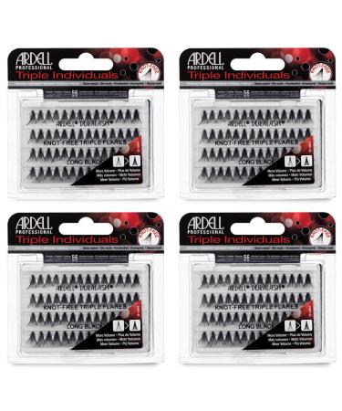 Ardell False Eyelashes Triple Individuals Knot-Free Long Black 4 Pack