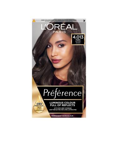L'Oreal Paris Preference Hair Dye Long Lasting Luminous Permanent Hair Colour 4.013 Paris PARIS 4.01 1 count (Pack of 1)