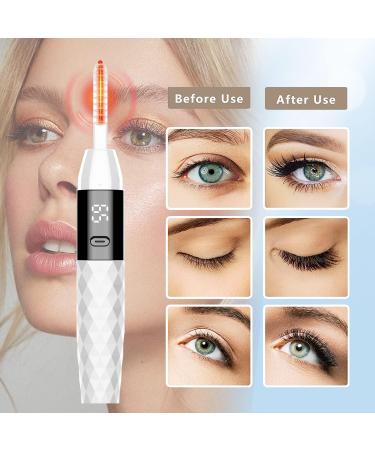 USB Rechargeable Heated Eyelash Curler with Comb | Electric Eye Lash Curler - White - Buy Online on SooperMarket.com