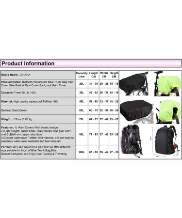 JShaha Waterproof Bicycle Rain Cover 5L-20L | Neon Yellow Pocket Protection for Basket & Luggage Rack - Buy Online on SooperMarket.com