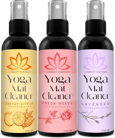 Yoga Mat Cleaner Spray Kit (Pack of 3) Includes a Microfiber Towel Restores and Refreshes Yoga Mats (Lavender Fresh Roses Energy Citrus)