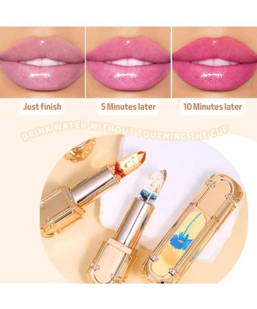 Crystal Flower Jelly Lipstick Temperature Colour Changing Lipstick Tinted Lip Balm Plumping Lip Gloss Moisturising Lip Care Waterproof Lipsticks for Women Long Lasting - Buy Online on SooperMarket.com