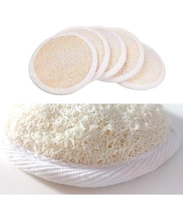 Natural Loofah Pads (Pack of 5) - Exfoliating Scrub Sponges for Shower/Bath - Essential Skin Care Product - Fibrous Texture - Face/Body Wash - Wet & Apply Soap - Buy Online on SooperMarket.com