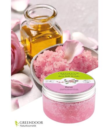 Greenendoor Body Peeling Sea Salt Rose - Natural Microplastic-Free Women's Scrub 280g - Preservative-Free with Almond Oil Flowery Rose Fragrance Ideal for Sauna & Shower - Buy Online on SooperMarket.com