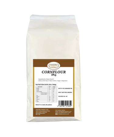 Bakers Street Cornflour 3Kg Bag Premium Quality Maize Starch for Cooking Thickener Free Next day Delivery