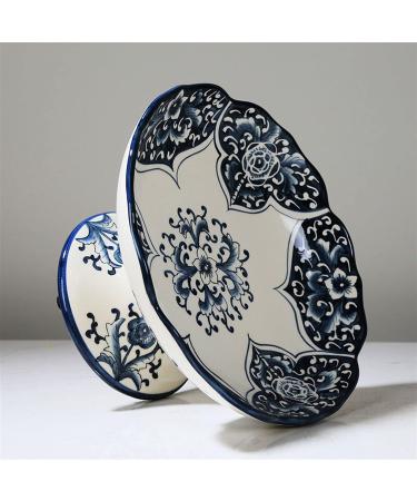 Fruit Basket Bowl Fruit Bowl New Chinese Style Retro Blue and White Porcelain Fruit Dish Home Living Room Kitchen Restaurant Desktop Decor Round Ceramic Fruit Plate Fruit Bowls (Color : C) - Buy Online on SooperMarket.com