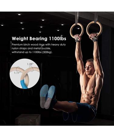 Wooden Gymnastic Rings Set - 15ft Adjustable Straps - 32mm - Perfect for Cross-Training, Gymnastics, Strength Training, Pull Ups & Dips (Set of 2) - Buy Online on SooperMarket.com