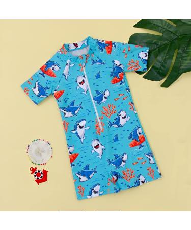 PythJooh Baby Boy Swimsuit Rash Guard One Piece Beach Swimwear Shark Print Shorts | 18-24 Months - Swimming Shark - Buy Online on SooperMarket.com