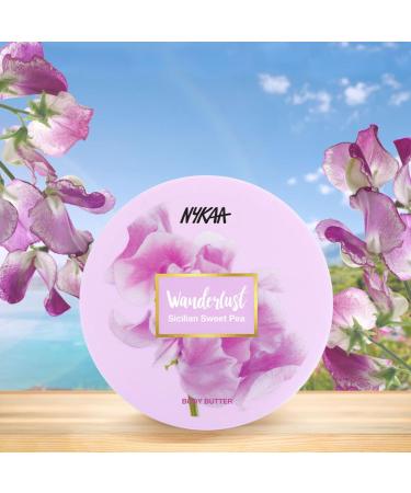 Nykaa Naturals Wanderlust Body Butter - Vegan & Cruelty-Free - Shea & Cocoa Butter - Sicilian Sweet Pea - 6.7 oz | International Shipping Available - Buy Online on SooperMarket.com