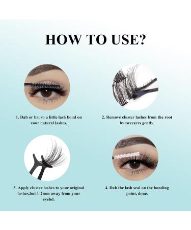 SISILILY Lash Extension Kit - 72 Individual Lashes with Bond & Seal | C D Curl DIY Reusable Fluffy Eyelash Clusters - Buy Online on SooperMarket.com