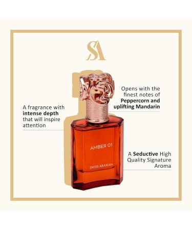 Swiss Arabian Amber 01 - Luxury Products From Dubai - Long Lasting Addictive Personal EDP Spray Fragrance - Seductive Signature Aroma - 1.7 Oz - Buy Online on SooperMarket.com