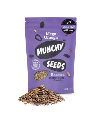 MUNCHY SEEDS Mega Omega 7-Seed Mix with Sunflower Pumpkin and Hemp Protein Snack Plant-Based Fibre & Vitamin E Gluten & Wheat Free Vegan Snacks for Kids & Adults -Mega Pack 450g (Pack of 1) Mega Omega 450 g (Pack of 1)