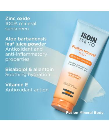 ISDIN Fusion Mineral Body Ultralight SPF 40 - 100% Mineral Sunscreen - Broad Spectrum Protection - 8.5 Fl Oz - International Shipping Available - Buy Online on SooperMarket.com