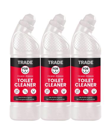 Trade 750 ml Ocean Breeze Toilet Cleaner-Powerful Descaler & Stain Remover-Kills 99.99% Germs and Removes Grime & Limescale-Suitable For Regular Use On Stainless Steel & Porcelain- (Pack of 3)