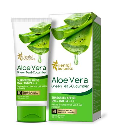 Oriental Botanics Aloe Vera Green Tea & Cucumber Sunscreen SPF 50 UVA/UVB PA+++ 100ml