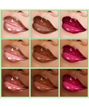 Moisturizing Solid Lip Gloss & Jelly Lipstick Set | 3 Color Lip Oil Slick & Click Plumper with Dark Brown Lip Liner - Non-Sticky Tinted Balm Gift Set for Women | International Shipping - Buy Online on SooperMarket.com