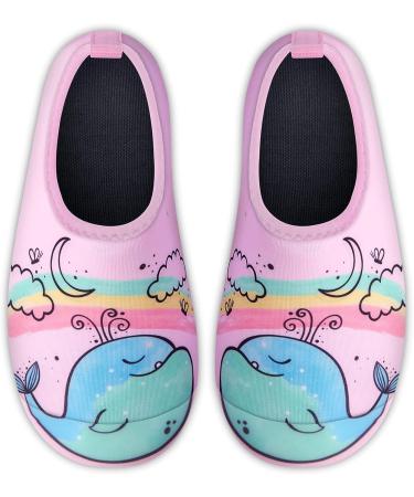 SEEKWAY Kids Water Shoes - Quick Dry Aqua Socks for Boys and Girls | Non-Slip, Perfect for Outdoor Sports, Pool, Swim, Beach | Size 5-6 Toddler | Rainbow Whale Design - Buy Online on SooperMarket.com