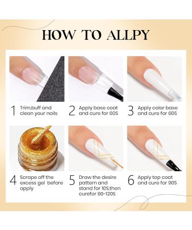 MIZHSE Gel Liner Nail Art Polish Set Glitter Gold and Silver Gel Painting For Nails Art Swirl Nails Design Dotting Painting French Manicure Kit 7Ml Glitter Silver&gold 7 ml (Pack of 2) - Buy Online on SooperMarket.com
