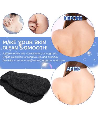 Sibba 2 Pairs Exfoliating Gloves - Body Scrubber for Shower Bath Tan Removal & Keratosis Pilaris - Exfoliating Mitt for Removing Dirt and Dead Skin (Black) - Buy Online on SooperMarket.com