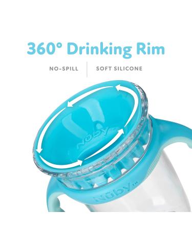 Nuby 360 Edge 2 Stage Drinking Cup | 10 Oz Space Aqua | Removable Handles & Hygienic Cover | 12M+ | 300 Ml 80809 - Buy Online on SooperMarket.com
