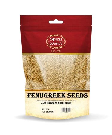 Spicy World Fenugreek Seeds (Methi) 7 Ounce Bag - All Natural & Pure - Resealable Bag