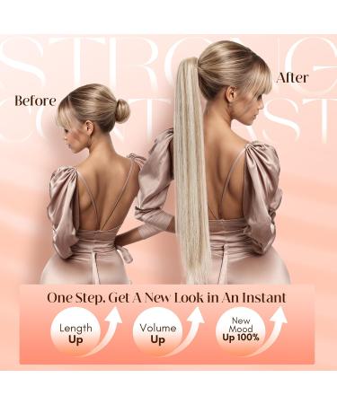 TESS Claw Clip in Ponytail Hair Extensions 26 Inches Straight Ponytail Extension Ash Blonde Balayage Hair Extensions Clip in Ponytail Blond for Women 150g - Buy Online on SooperMarket.com