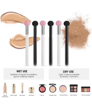 6-Piece Sponge Makeup Applicator Set - Washable Powder Puff & Brush for Flawless Foundation Concealer & Eyeshadow - Pink & Black - Buy Online on SooperMarket.com