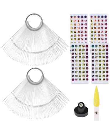 100pcs Nail Swatch Sticks with Number Stickers Nail Color Display Stiletto Tips Clear Nail Sample Sticks with Ring Practice Nail Tips Nail Supplies for Nail Techs Professional Nail Salon 100 Count (Pack of 1) Clear