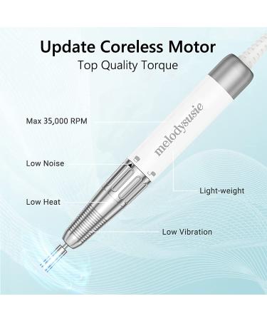MelodySusie Rechargeable 35000RPM Nail Drill - Cordless Portable Electric File for Acrylic Gel Nails - Manicure Pedicure Tool with Low Noise & Heat - Sparkle Plus (White) - Buy Online on SooperMarket.com
