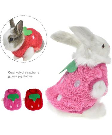 2PCS Strawberry Guinea Pig Winter Apparel Coats - Small Pet Warm Costumes for Rabbits, Ferrets, Chinchillas, Kittens - 3XS - Buy Online on SooperMarket.com