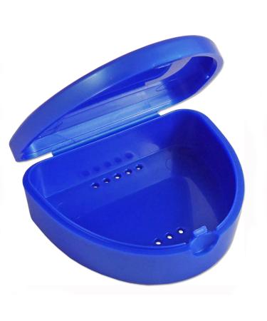Slim Orthodontic Dental Case - Colour & Glitter Choices for Retainers Bleaching Trays Dentures & More (Blue)