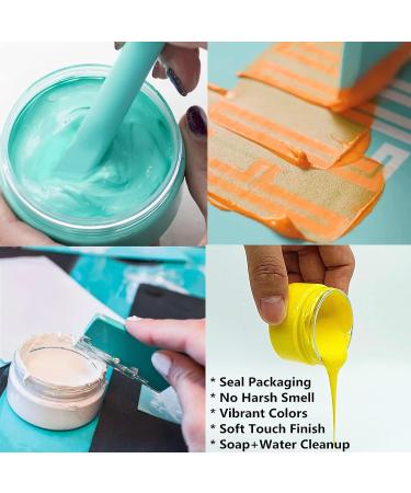 JAJADO 12 Jars Chalk Paste Paint Set with 9 Mini Squeegees and Stir Sticks - Screen Printing Ink for Furniture and Adhesive Stencils - Buy Online on SooperMarket.com